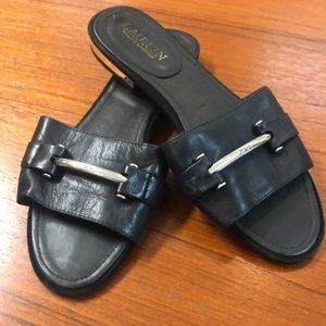 Ralph Lauren, black leather sandals, 8.5